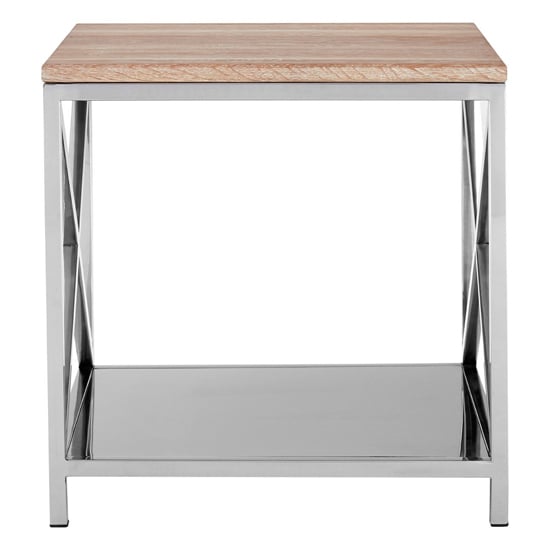 Chaw Wooden Lamp Table With Stainless Steel Frame In Oak_2