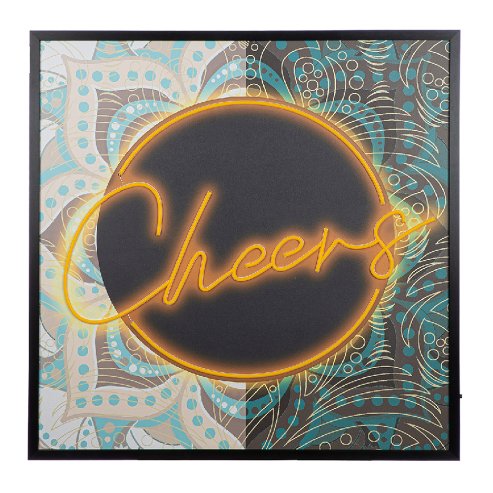 Cheam Canvas Cheers LED Wall Art In Multicoloured