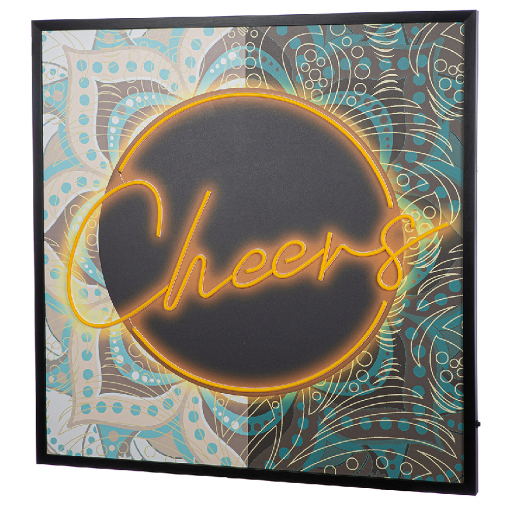 Cheam Canvas Cheers LED Wall Art In Multicoloured