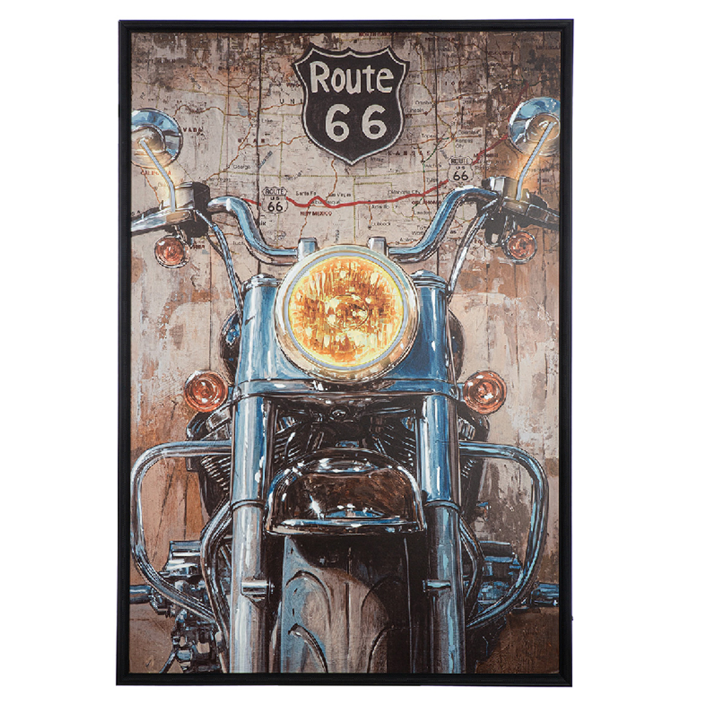 Cheam Canvas Motorcycle LED Wall Art In Multicoloured