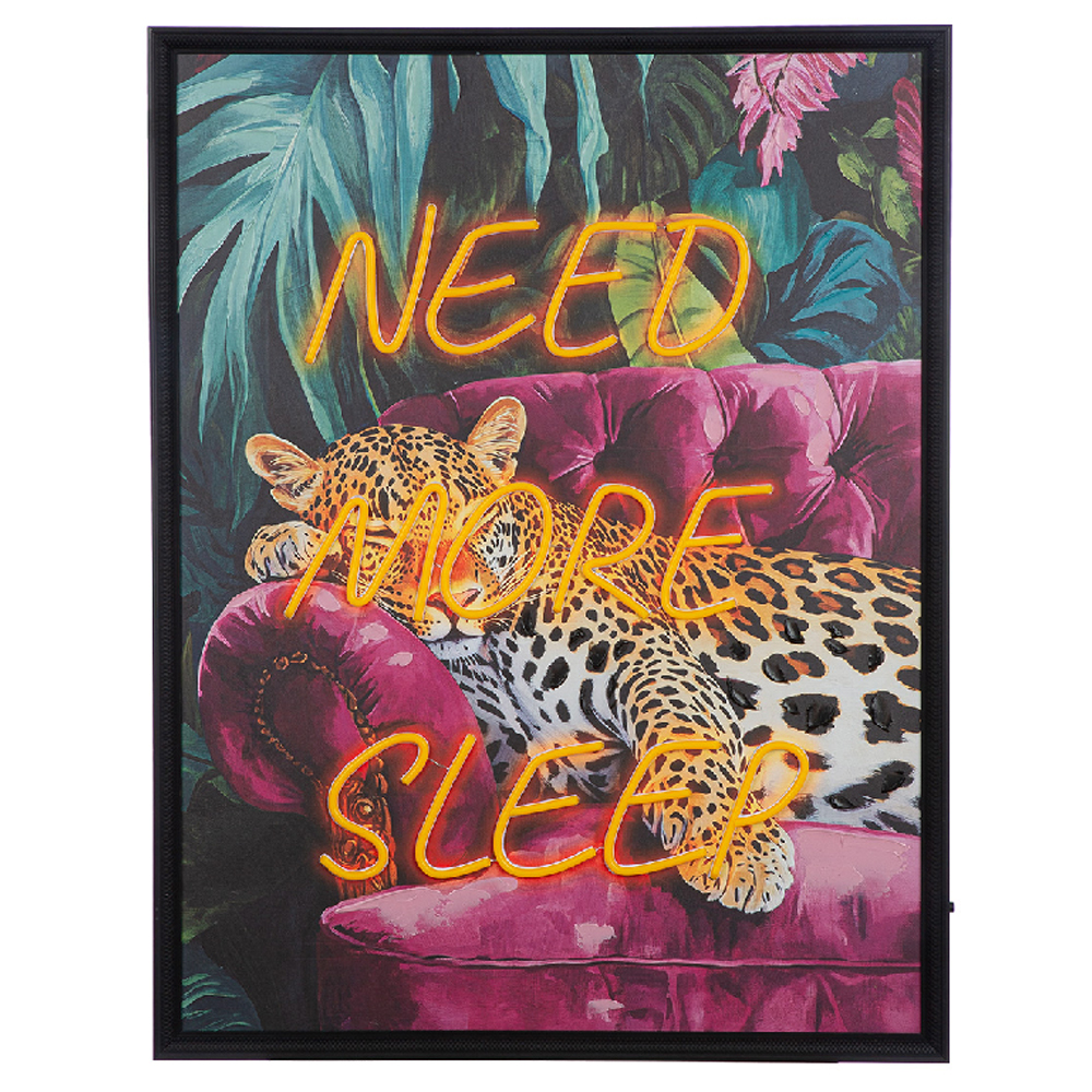 Cheam Canvas Need More Sleep LED Wall Art In Multicoloured