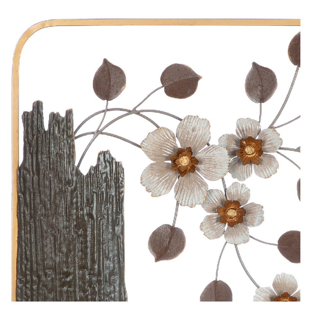 Cheam Metal Cherry blossom Wall Art In Brown And Cream
