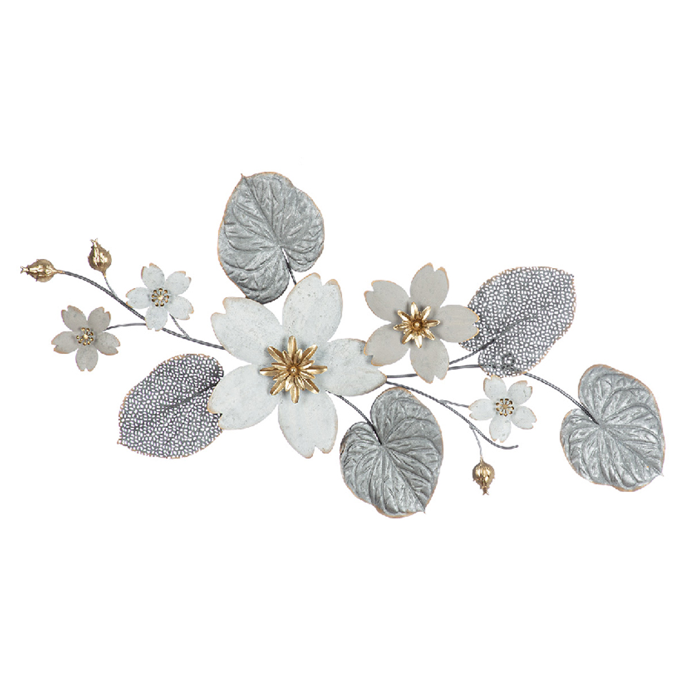 Cheam Metal Cherry blossom Wall Art In Silver And Grey