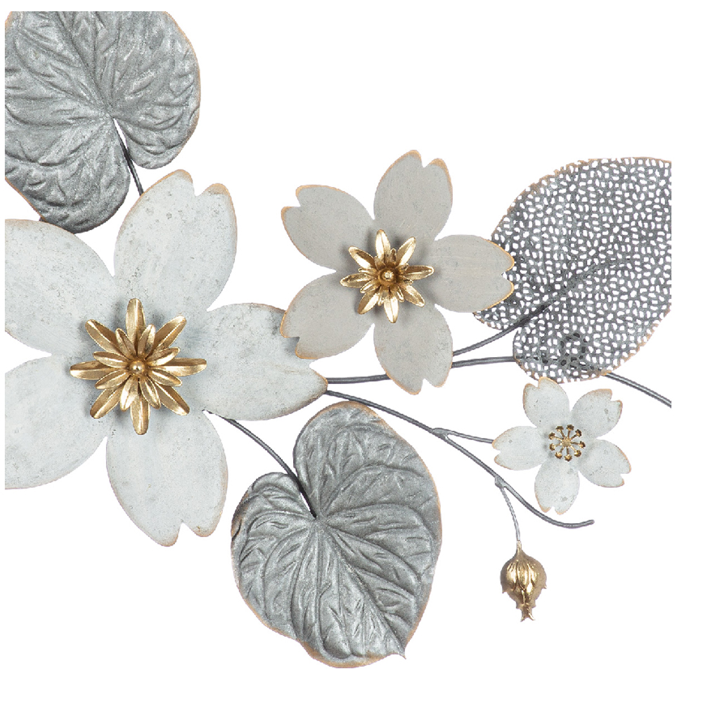 Cheam Metal Cherry blossom Wall Art In Silver And Grey