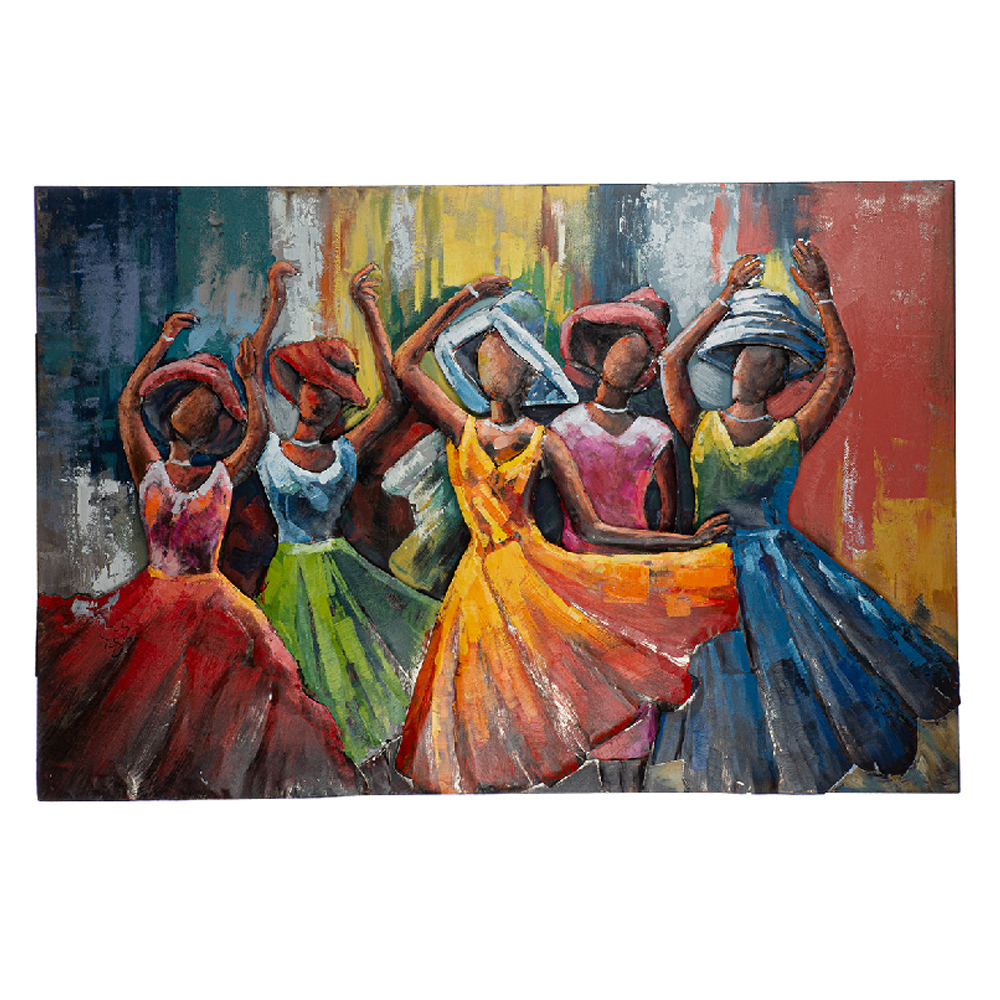 Cheam Metal Dancing Woman Wall Art In Multicoloured