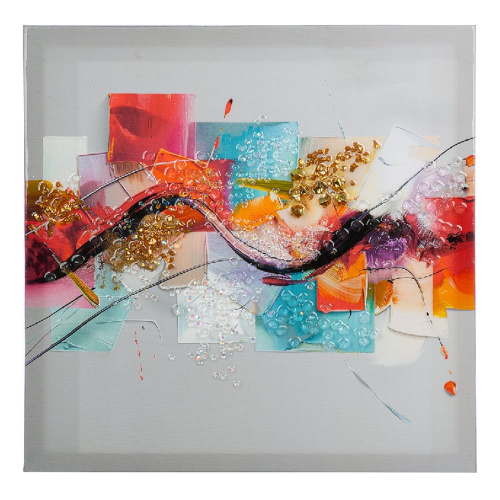 Cheam Wooden Modern Wave Abstract Wall Art In Multicoloured