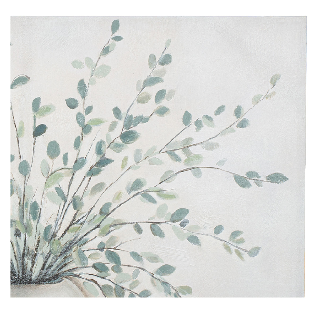 Cheam Wooden Plant Wall Art In Green And White