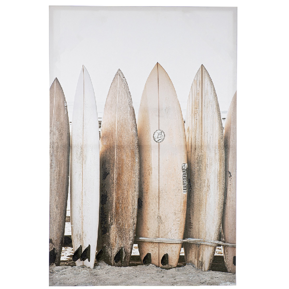 Cheam Wooden Surfboard Wall Art In Brown And White