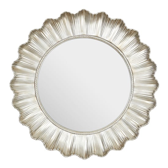 Product photograph of Checklock Scallop Wall Mirror In Champagne from Furniture in Fashion
