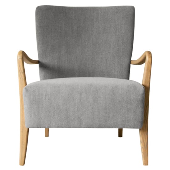 Photo of Chedworth linen armchair with oak wooden frame in charcoal