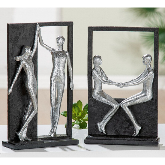 Product photograph of Cheering Poly Set Of 2 Design Sculpture In Antique Silver from Furniture in Fashion