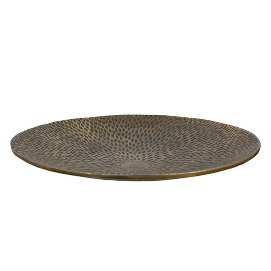 Product photograph of Cheetah Aluminium Decorative Dish In Antique Champagne And Gold from Furniture in Fashion