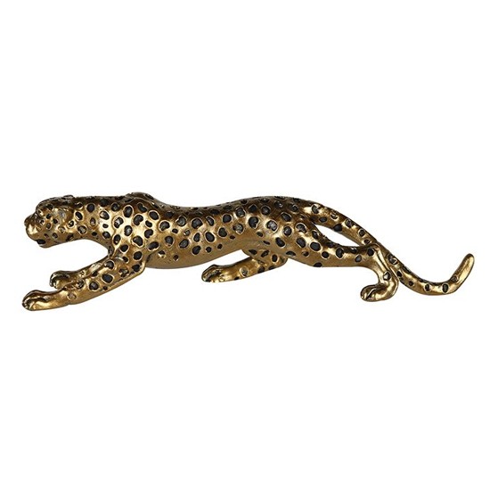 Read more about Cheetah poly small design sculpture in antique gold and black