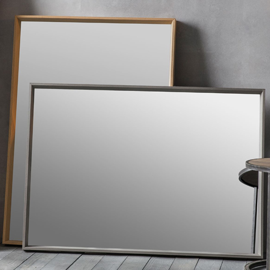 Chelan Rectangular Wall Mirror In Grey Wooden Frame Furniture in Fashion