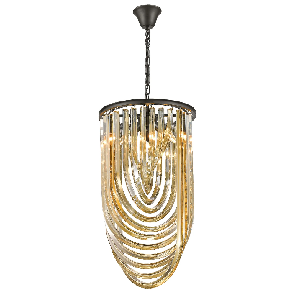 Read more about Chelsea 3 light champagne crystal pendant light in black