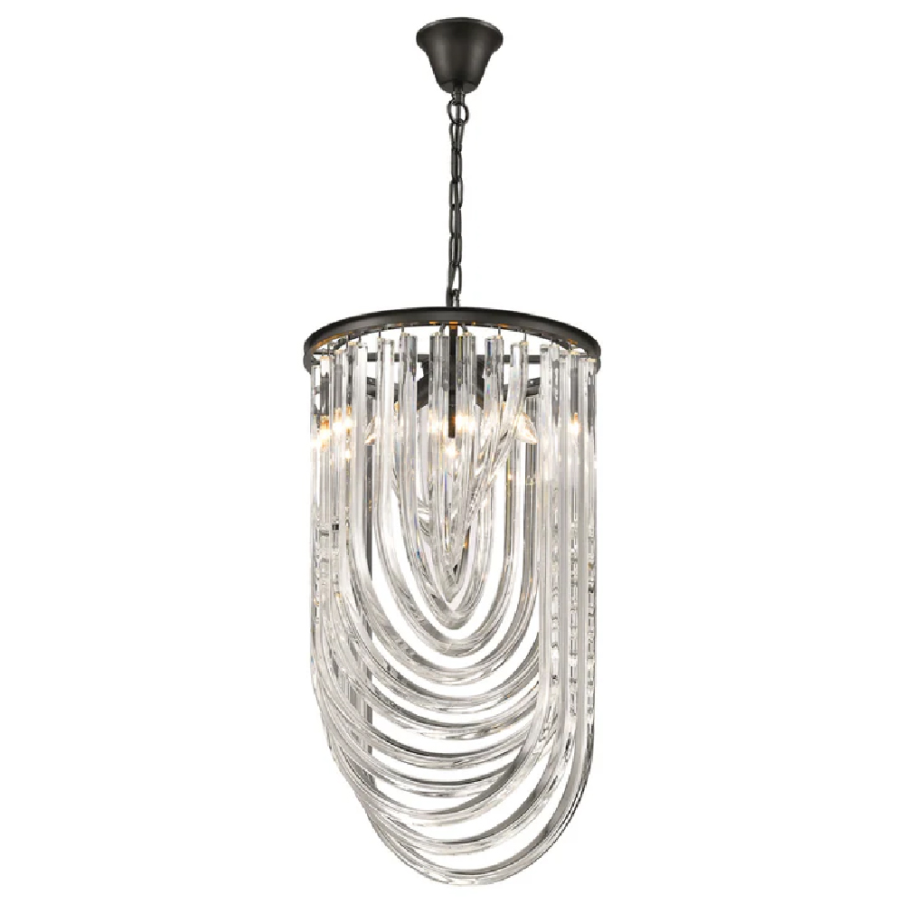 Read more about Chelsea 3 light clear crystal pendant light in black