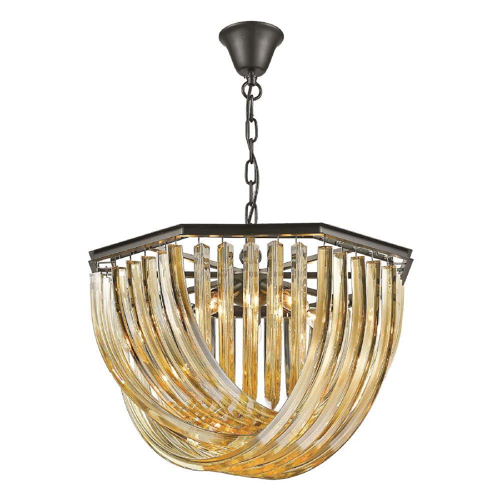 Read more about Chelsea 5 light champagne crystal pendant light in black