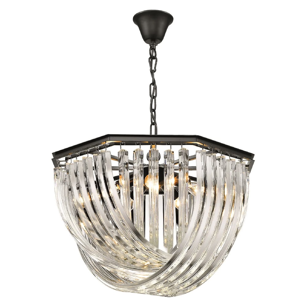 Read more about Chelsea 5 light clear crystal pendant light in black