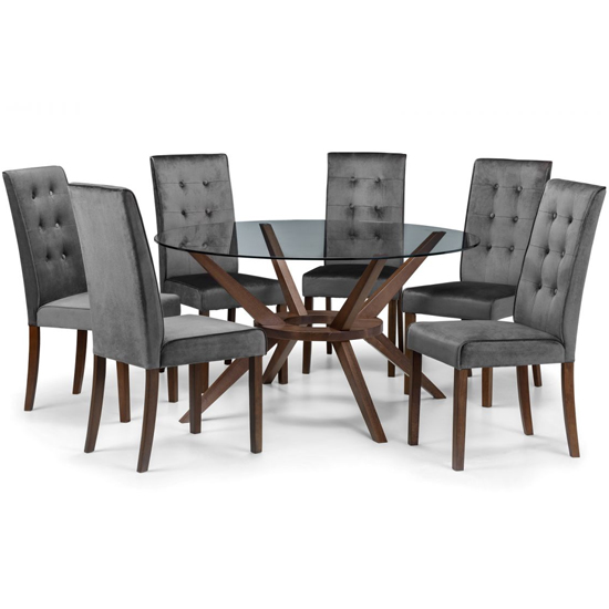 Chairvaux Large Glass Dining Set With 6 Madrid Grey Chairs_2
