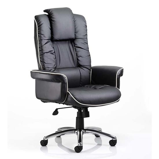 Photo of Chelsea leather executive office chair in black with arms