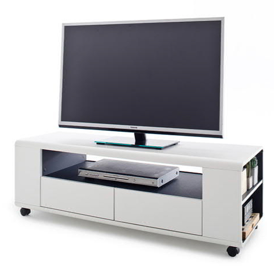 Read more about Chelsea wooden tv stand in matt white with 2 drawers