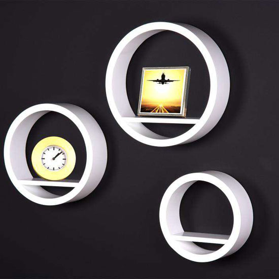 Chelsea Set of 3 Wall Mounted Shelves Round In White Furniture in Fashion