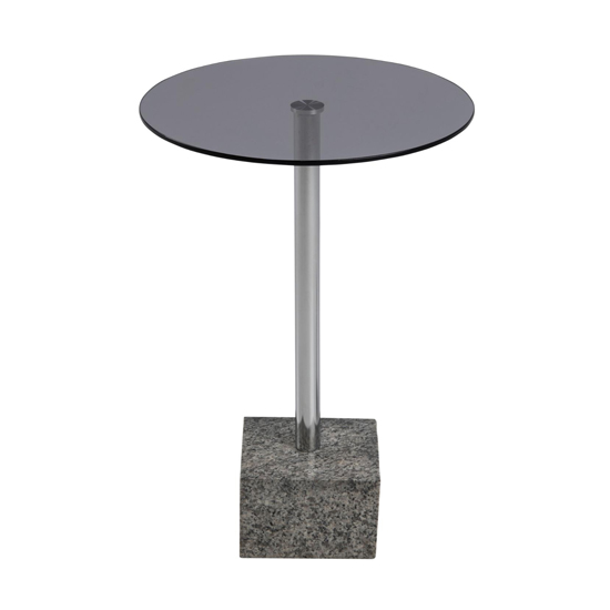Cheney Smoked Glass Side Table With Granite Base_2