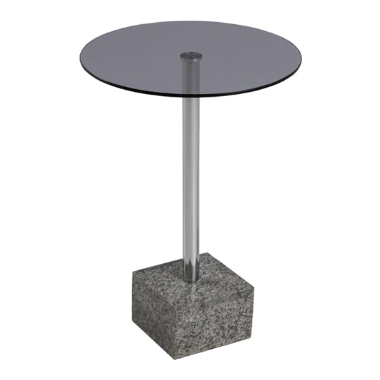 Cheney Smoked Glass Side Table With Granite Base_1