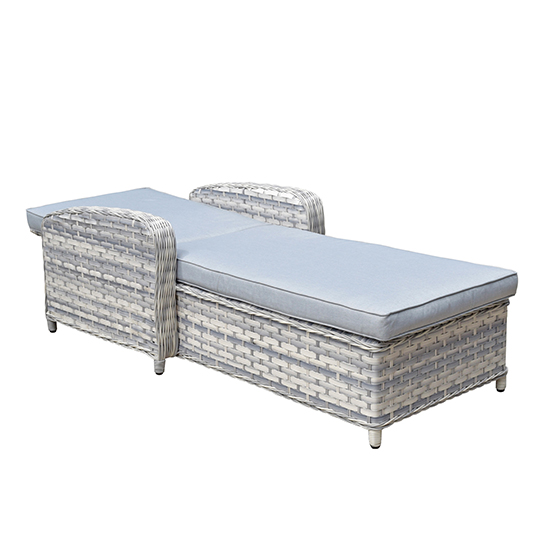 Chenja Rattan Garden Sun Lounger In Silver Grey