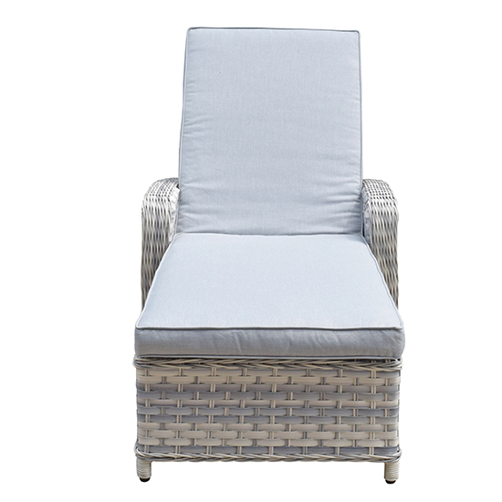 Chenja Rattan Garden Sun Lounger In Silver Grey