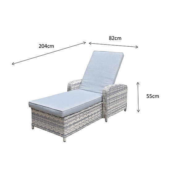 Chenja Rattan Garden Sun Lounger In Silver Grey