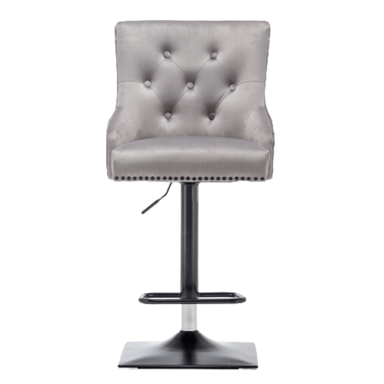 Chenoy Lion Knocker Light Grey Velvet Bar Chairs In Pair_3