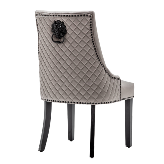 Chenoy Lion Knocker Light Grey Velvet Dining Chairs In Pair_4