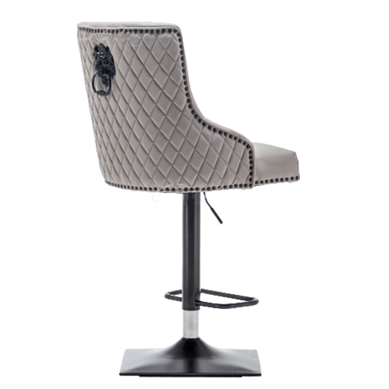 Chenoy Lion Knocker Velvet Bar Chair In Light Grey_3