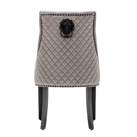 Chenoy Lion Knocker Velvet Dining Chair In Light Grey_4