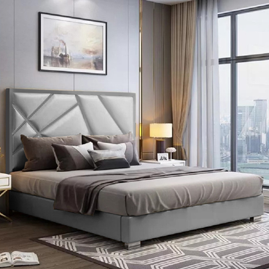 Cherokee Plush Velvet Super King Size Bed In Grey Furniture in Fashion