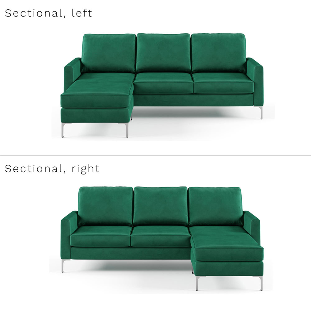 Cherokee Velvet L Shape Sofa in Green