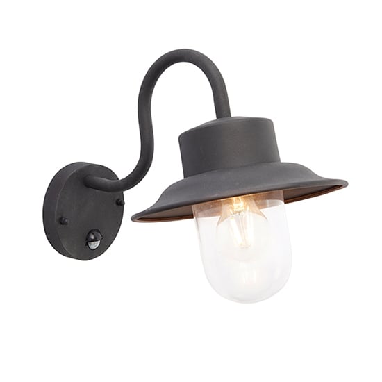 Read more about Chesham pir clear glass wall light in textured black