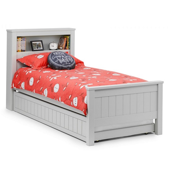 Madge Bookcase Bed With Underbed In Dove Grey Lacquer