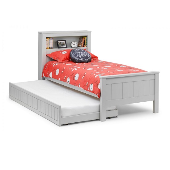 Madge Bookcase Bed With Underbed In Dove Grey Lacquer