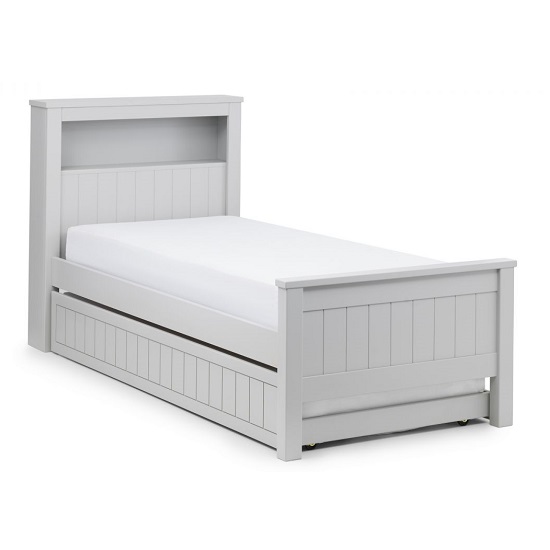 Madge Bookcase Bed With Underbed In Dove Grey Lacquer
