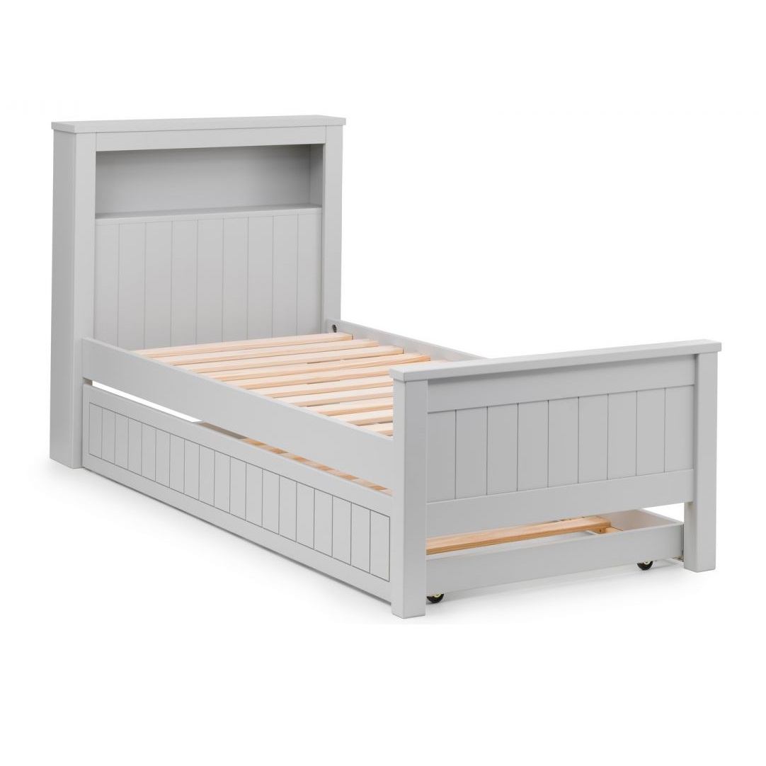 Madge Bookcase Bed With Underbed In Dove Grey Lacquer
