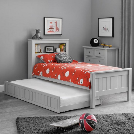 Madge Bookcase Bed With Underbed In Dove Grey Lacquer