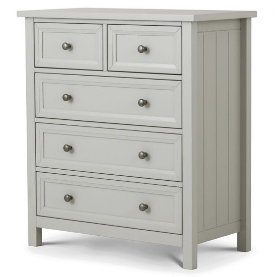 Product photograph of Madge Chest Of Drawers In Dove Grey Lacquer With 5 Drawers from Furniture in Fashion