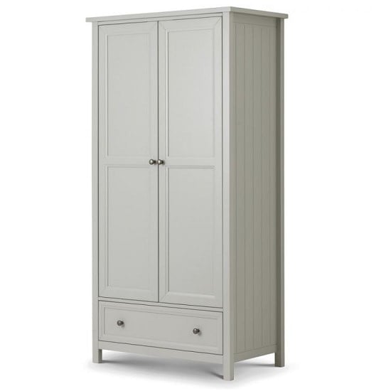 Photo of Madge wooden wardrobe in dove grey lacquer with 2 doors