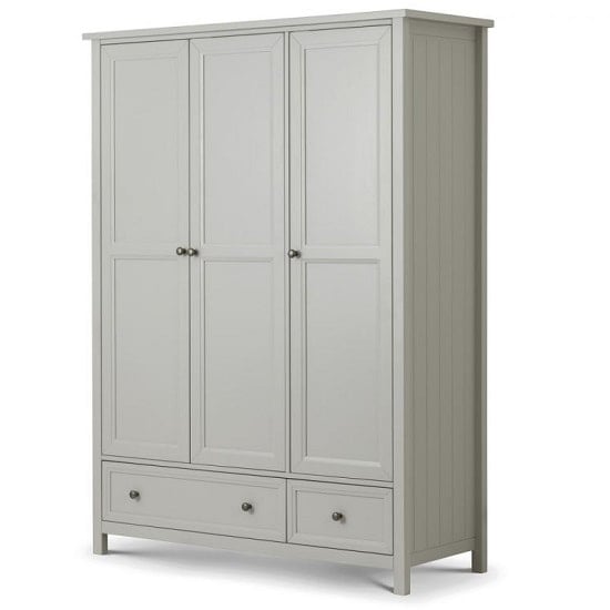 Read more about Madge wardrobe wide in dove grey lacquer with 3 doors