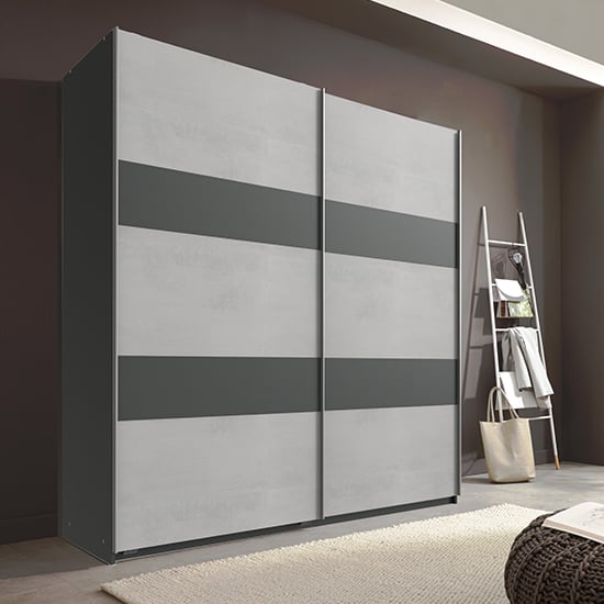 Read more about Chess sliding door wooden wardrobe in light grey and graphite