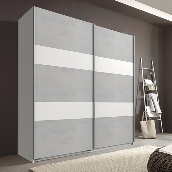 Read more about Chess sliding door wooden wardrobe in light grey and white