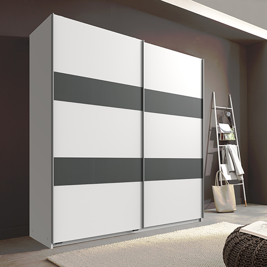 Read more about Chess sliding door wooden wardrobe in white and graphite