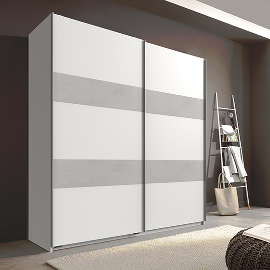 Read more about Chess sliding door wooden wardrobe in white and light grey